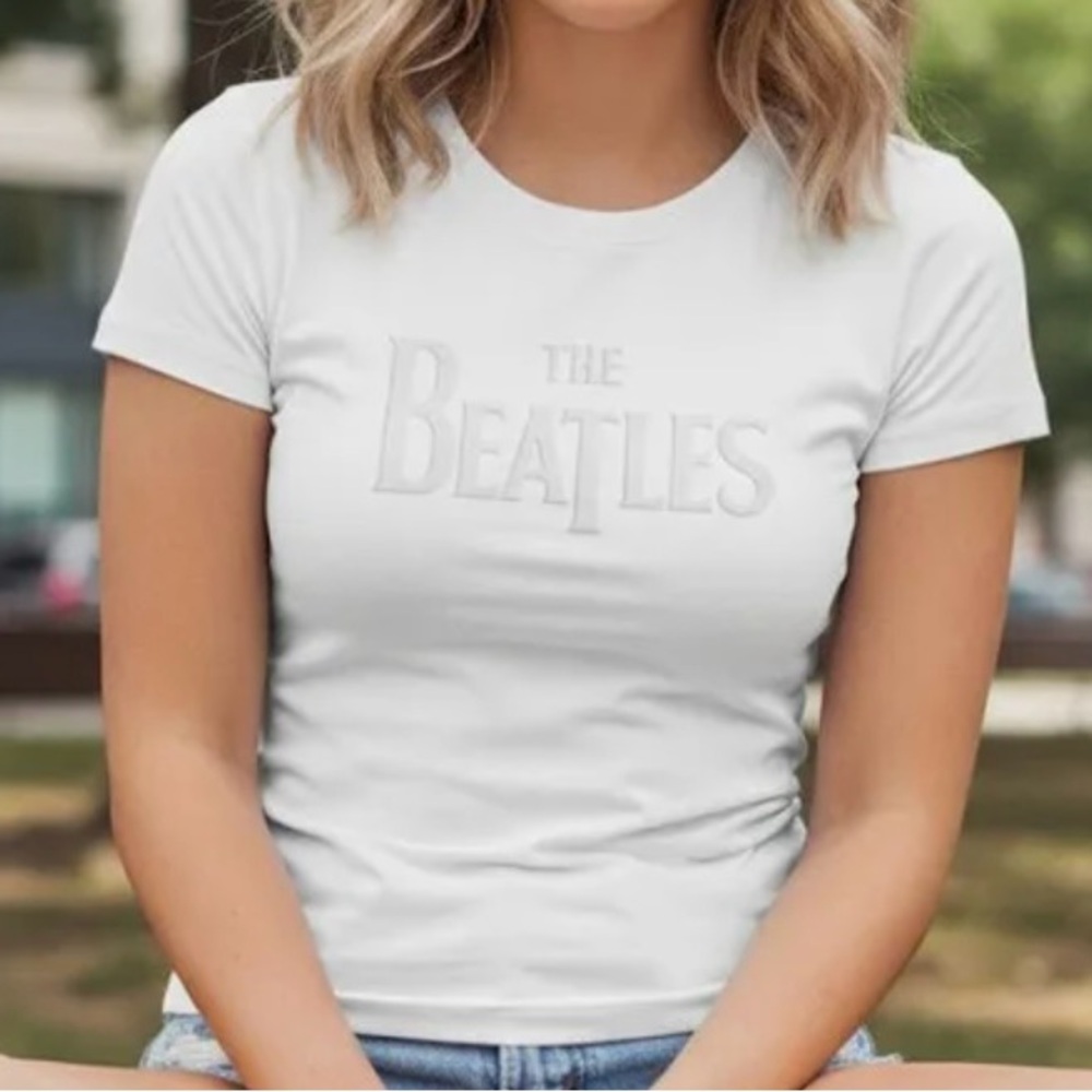 The Beatles Classic White Women's drop T Tee - Picture 2 of 6
